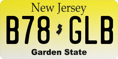 NJ license plate B78GLB