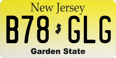 NJ license plate B78GLG