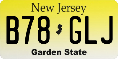 NJ license plate B78GLJ