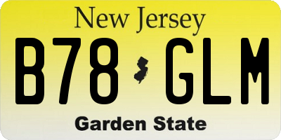 NJ license plate B78GLM