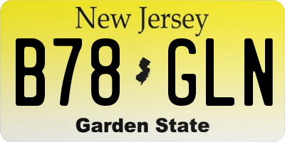 NJ license plate B78GLN