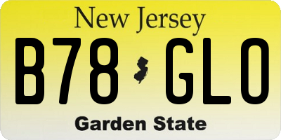 NJ license plate B78GLO