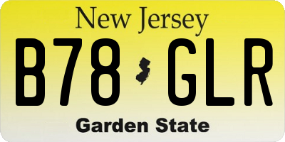 NJ license plate B78GLR