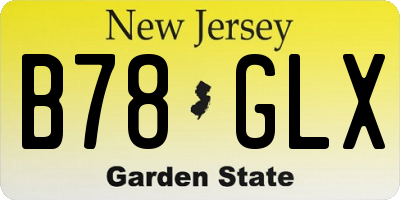NJ license plate B78GLX
