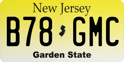 NJ license plate B78GMC