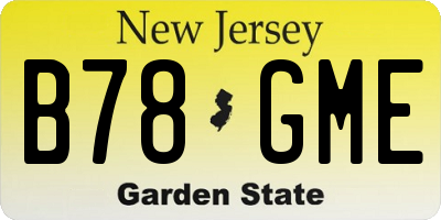 NJ license plate B78GME