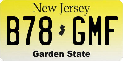 NJ license plate B78GMF