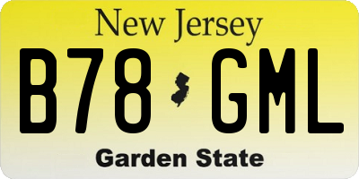 NJ license plate B78GML