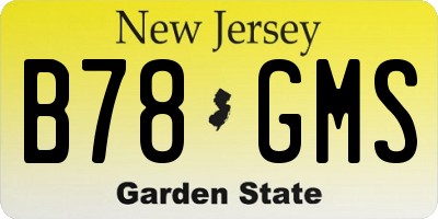 NJ license plate B78GMS