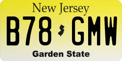 NJ license plate B78GMW