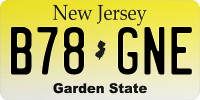 NJ license plate B78GNE