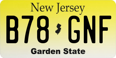 NJ license plate B78GNF