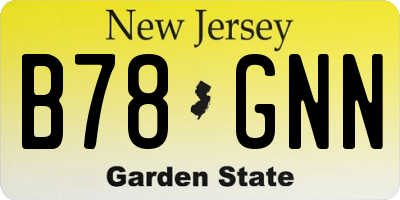 NJ license plate B78GNN