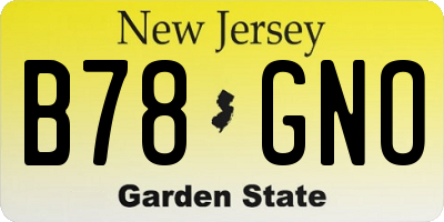 NJ license plate B78GNO