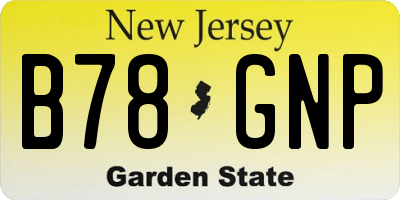 NJ license plate B78GNP