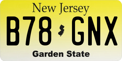NJ license plate B78GNX