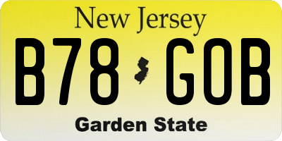 NJ license plate B78GOB