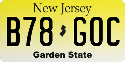NJ license plate B78GOC