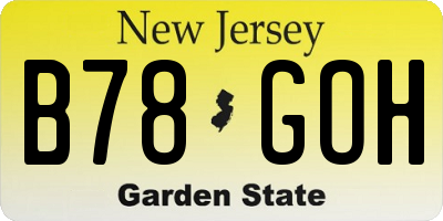 NJ license plate B78GOH
