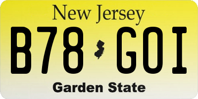 NJ license plate B78GOI