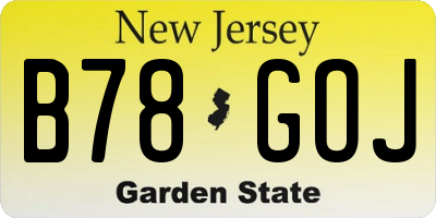 NJ license plate B78GOJ