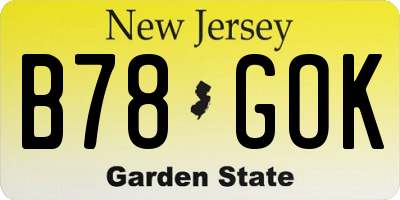NJ license plate B78GOK