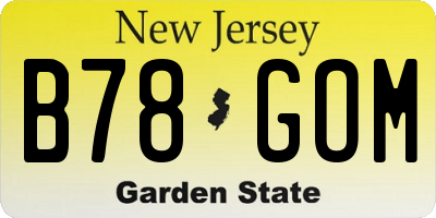 NJ license plate B78GOM