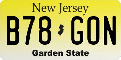 NJ license plate B78GON