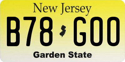 NJ license plate B78GOO