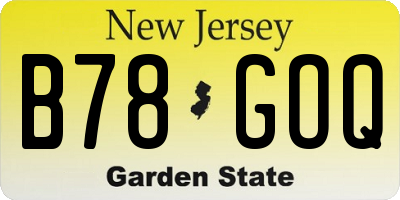 NJ license plate B78GOQ