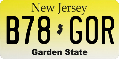 NJ license plate B78GOR