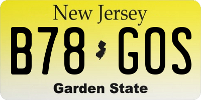 NJ license plate B78GOS