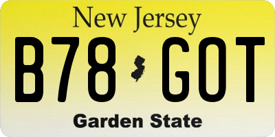 NJ license plate B78GOT