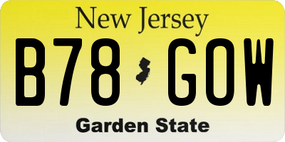 NJ license plate B78GOW