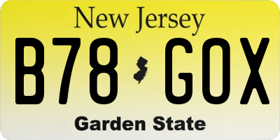 NJ license plate B78GOX