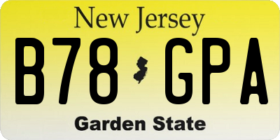 NJ license plate B78GPA