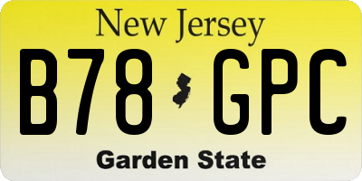 NJ license plate B78GPC