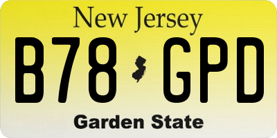 NJ license plate B78GPD