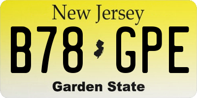 NJ license plate B78GPE