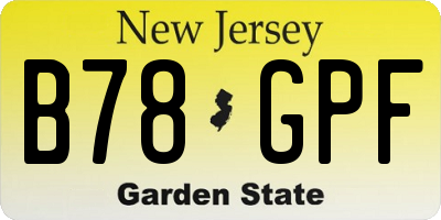 NJ license plate B78GPF