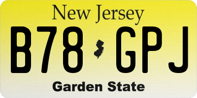 NJ license plate B78GPJ