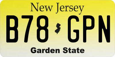 NJ license plate B78GPN