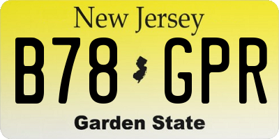 NJ license plate B78GPR