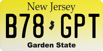 NJ license plate B78GPT