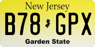 NJ license plate B78GPX