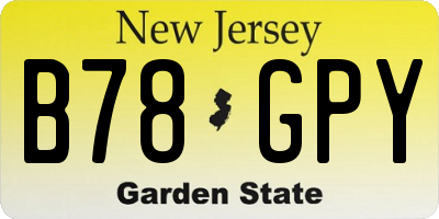 NJ license plate B78GPY