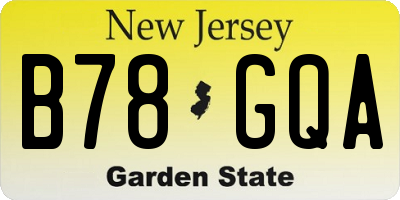 NJ license plate B78GQA