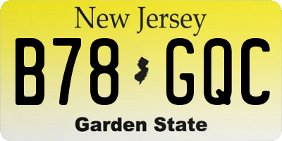 NJ license plate B78GQC