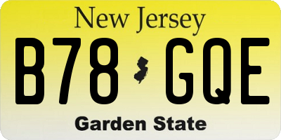 NJ license plate B78GQE