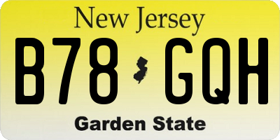 NJ license plate B78GQH